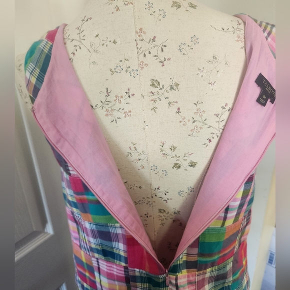 Talbots Pink Madras Plaid Patchwork Dress 8P - Picture 7 of 8